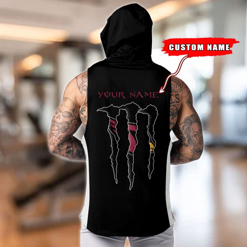 Arizona Cardinals Personalized Men's Workout Hooded Tank Top 7