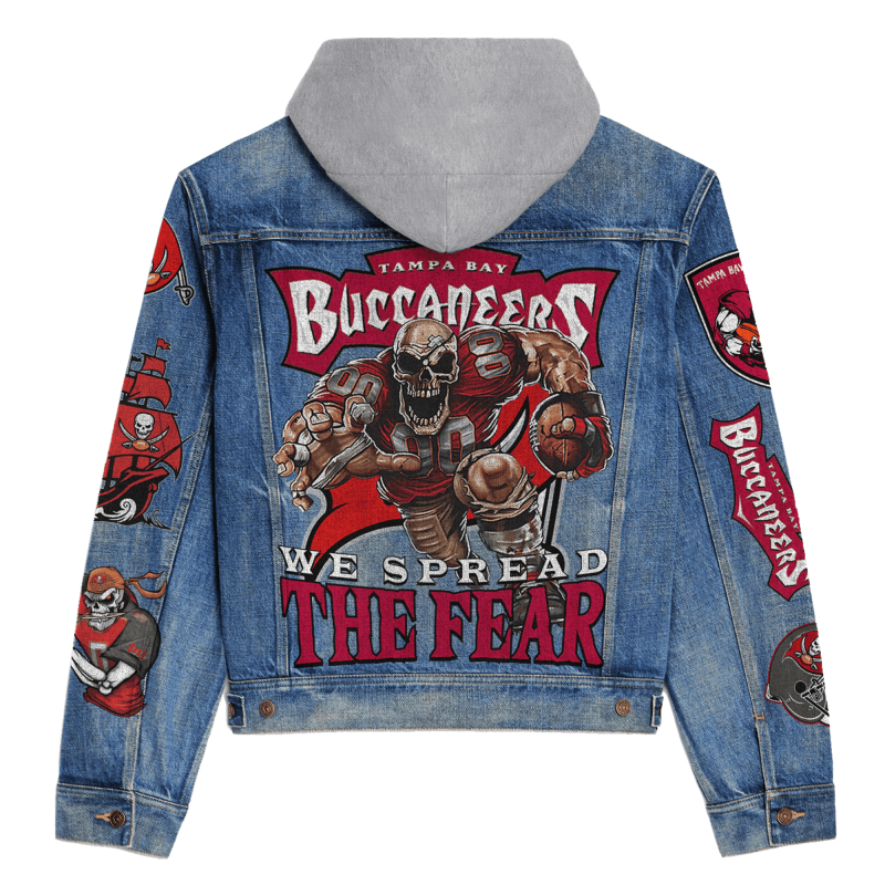 Tampa Bay Buccaneers Hooded Denim Jacket Back Design