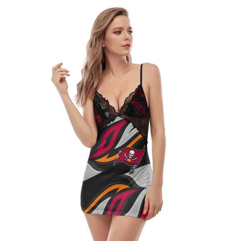 Tampa Bay Buccaneers Lace Back Strap Slip Dress Detailed View