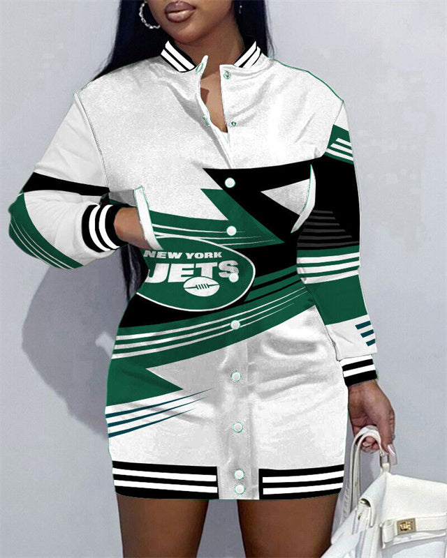 New York Jets Button Down Jacket Dress