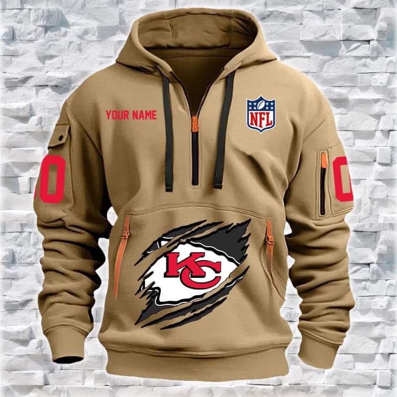 Kansas City Chiefs New Personalized Quarter Zip Hoodie