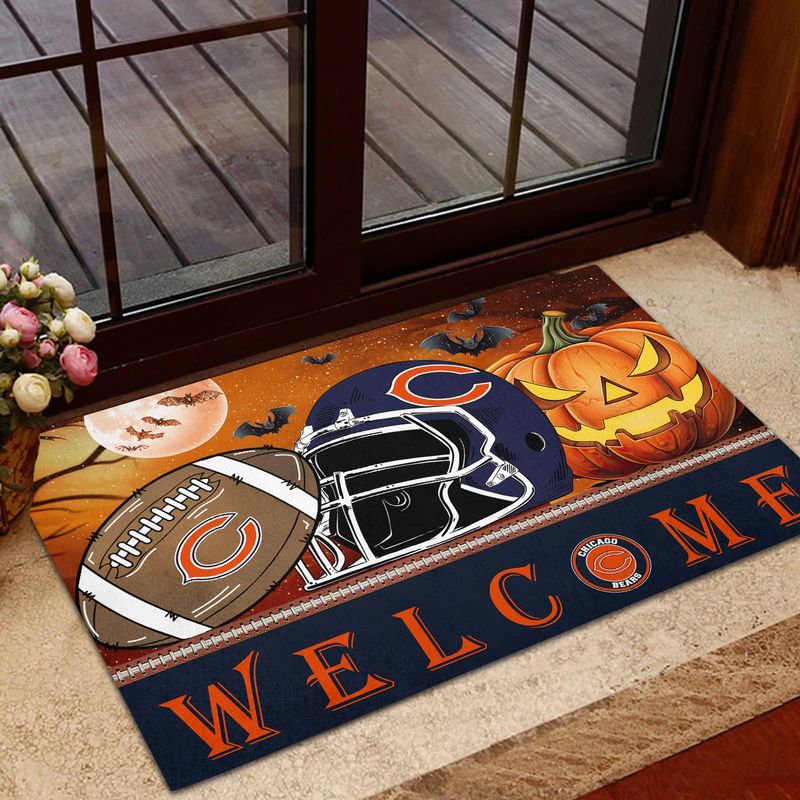 Chicago Bears Halloween Doormat - Lifestyle View