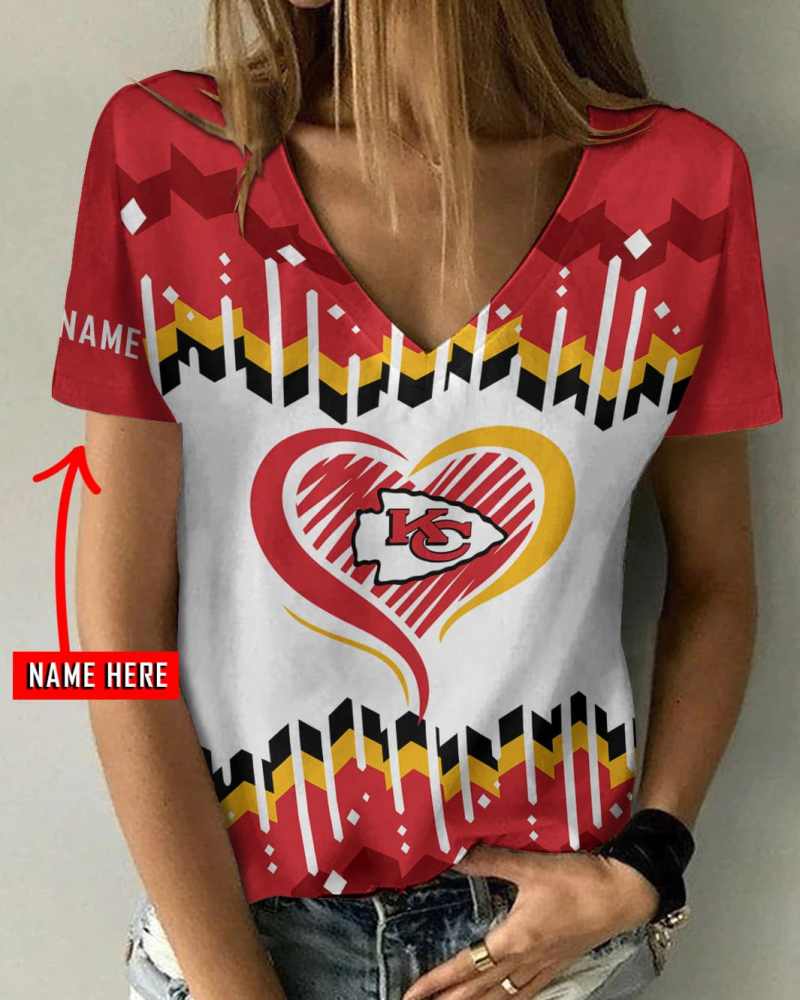 Kansas City Chiefs V-neck T-shirt Sizing Chart