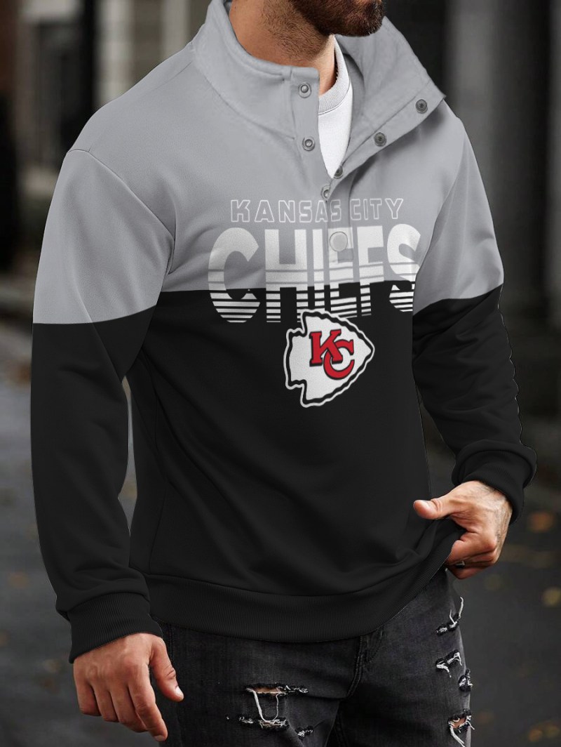 Kansas City Chiefs Casual Colorful Stand Collar Sweatshirt