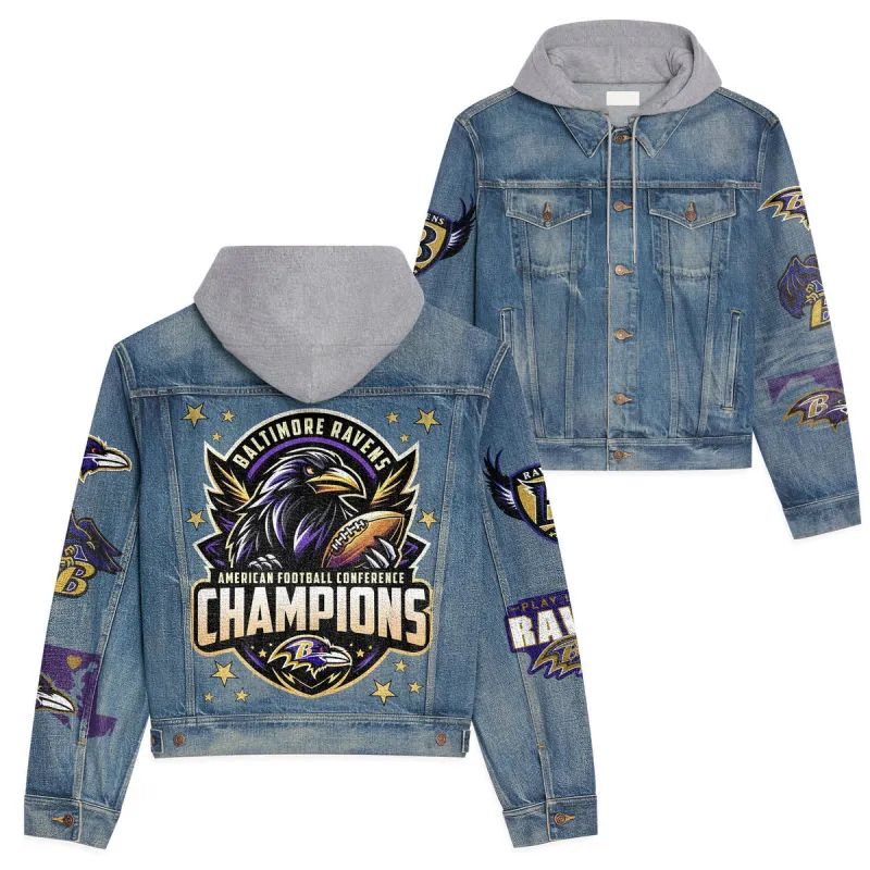 Baltimore Ravens Premium Hooded Denim Jacket
