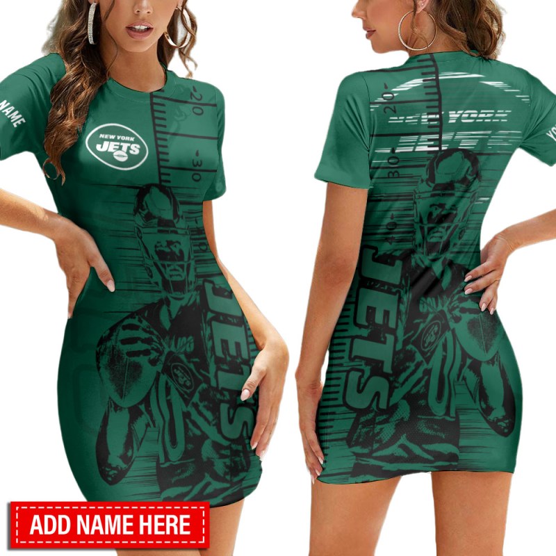 New York Jets Personalized Short Sleeve Mini Dress