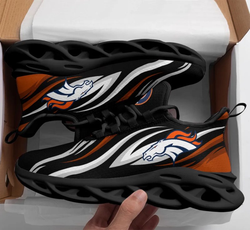 Denver Broncos Yezy Sneakers on Foot