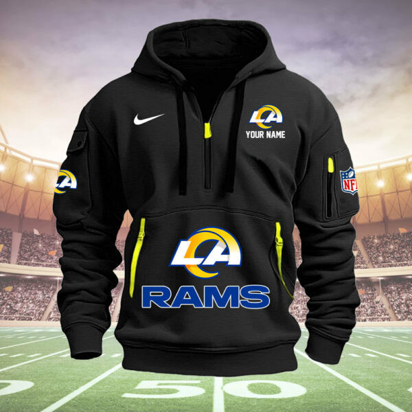 Los Angeles Rams Personalized Quarter Zip Hoodie 5
