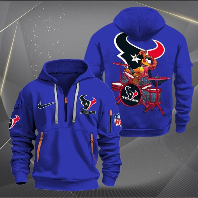 Houston Texans Premium Personalized Quarter Zip Hoodie