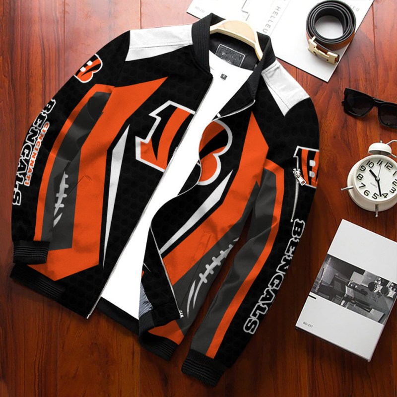 Cincinnati Bengals Personalized Bomber Jacket Side View