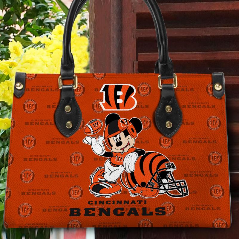 Personalized Bengals Leather Hand Bag