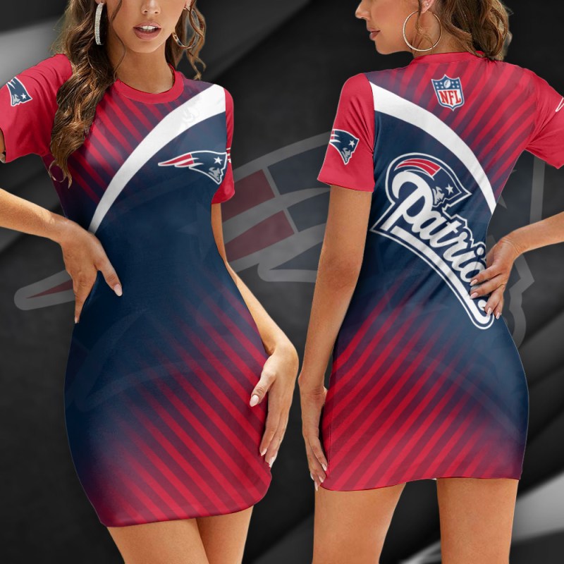 New England Patriots Casual Short Sleeve Bodycon Mini Dress