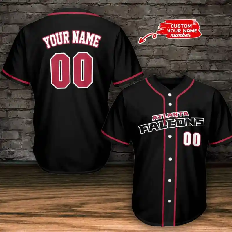 Atlanta Falcons Personalized Baseball Jersey Black