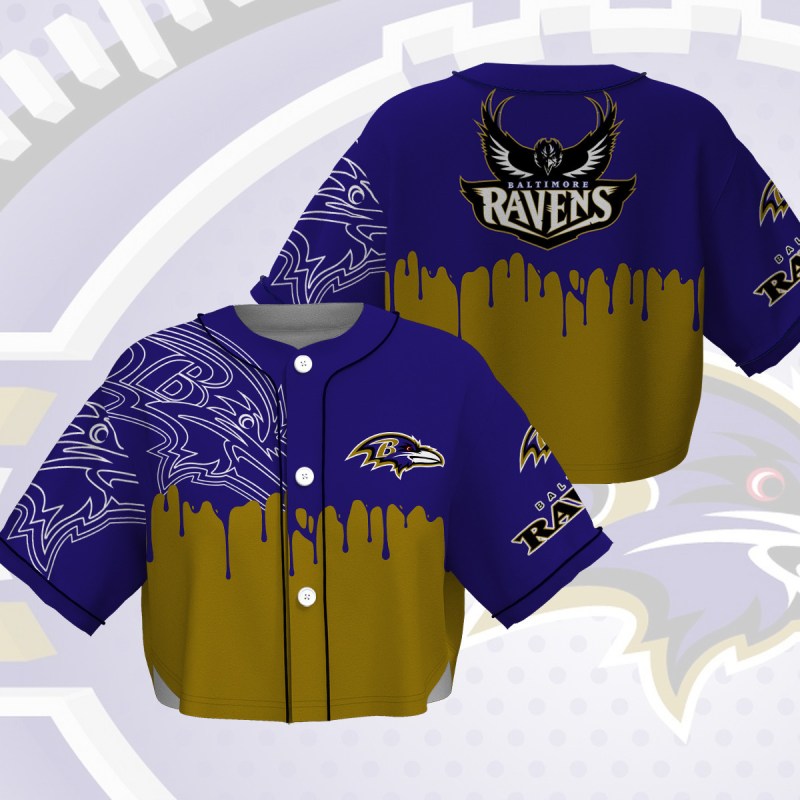 Baltimore Ravens Crop Top Baseball Jersey