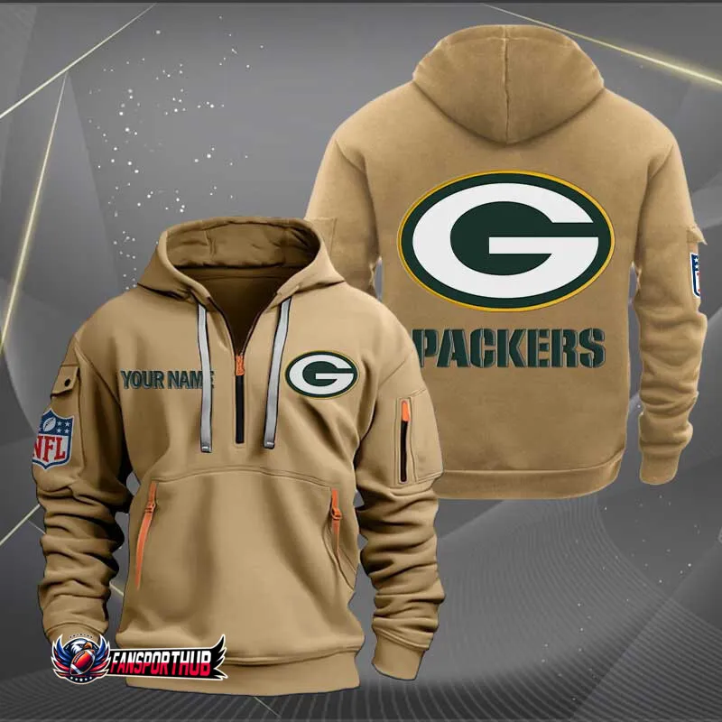 Comfy Green Bay Packers Quarter Zip Hoodie