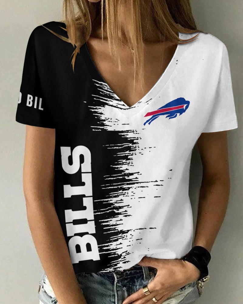 Buffalo Bills Summer V-Neck Women T-Shirt Back View