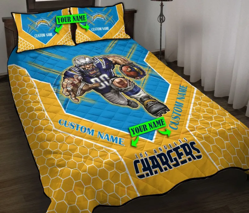 Los Angeles Chargers Personalized Quilt Set
