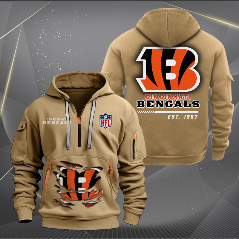 Cincinnati Bengals Quarter Zip Hoodie - Detail View