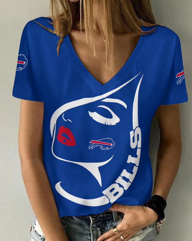 Buffalo Bills Summer V-neck Women T-shirt