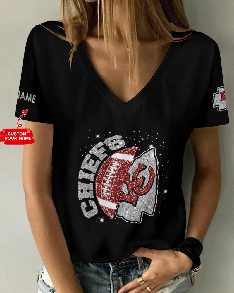 Kansas City Chiefs Personalized V-neck Women's T-shirt