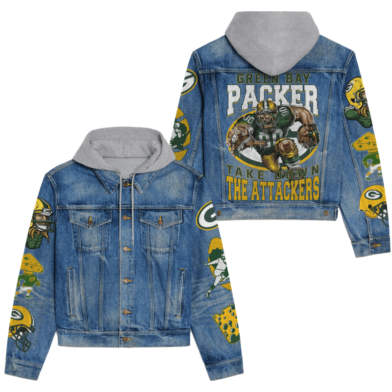 Green Bay Packers Premium Hooded Denim Jacket