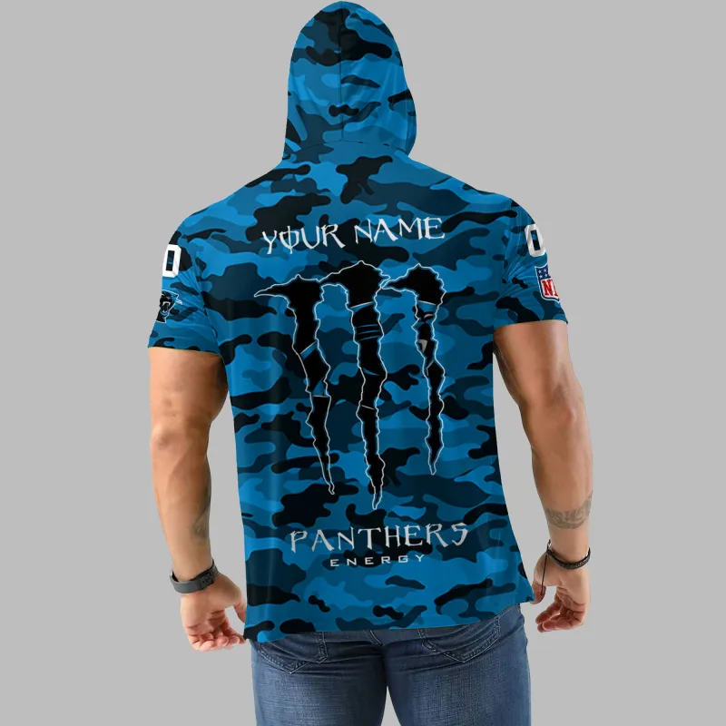 Carolina Panthers Personalized Camo Short Sleeve Hoodie