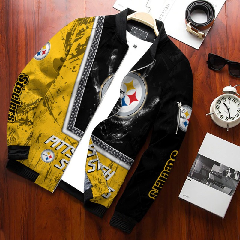 Pittsburgh Steelers Personalized Bomber Jacket Back View