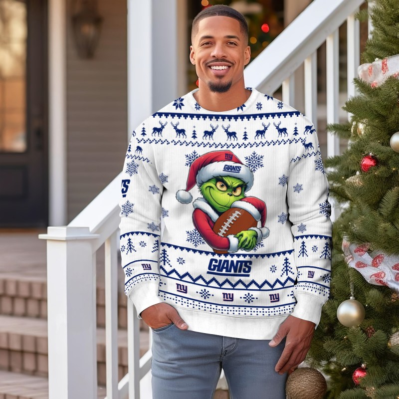 New York Giants Ugly Christmas Sweater Outdoor View 2