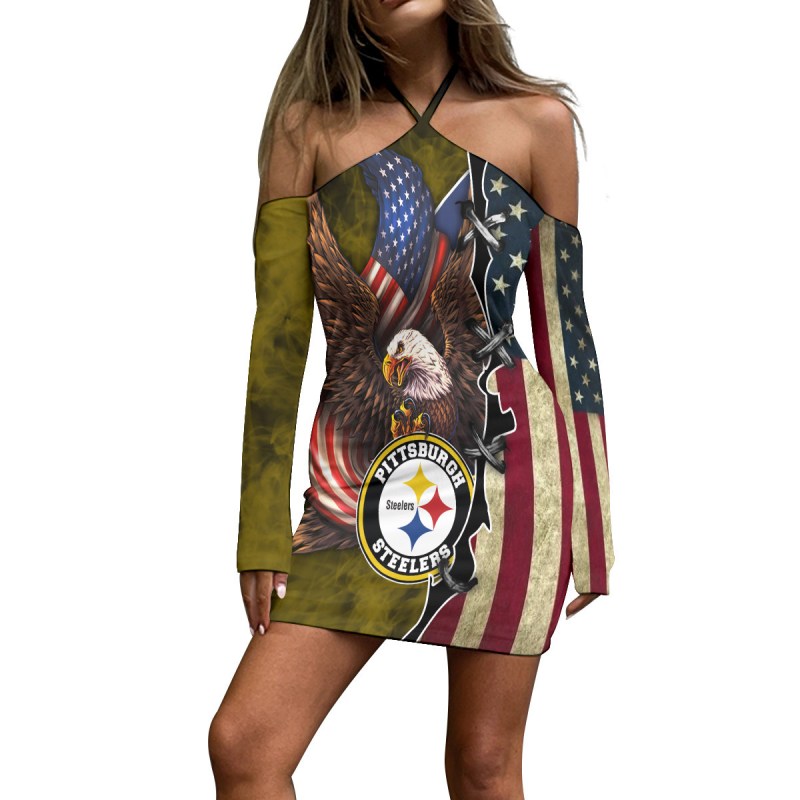 Pittsburgh Steelers Halter Lace-up Dress