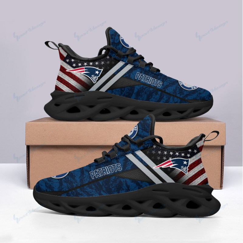 Back View of New England Patriots Yezy Running Sneakers