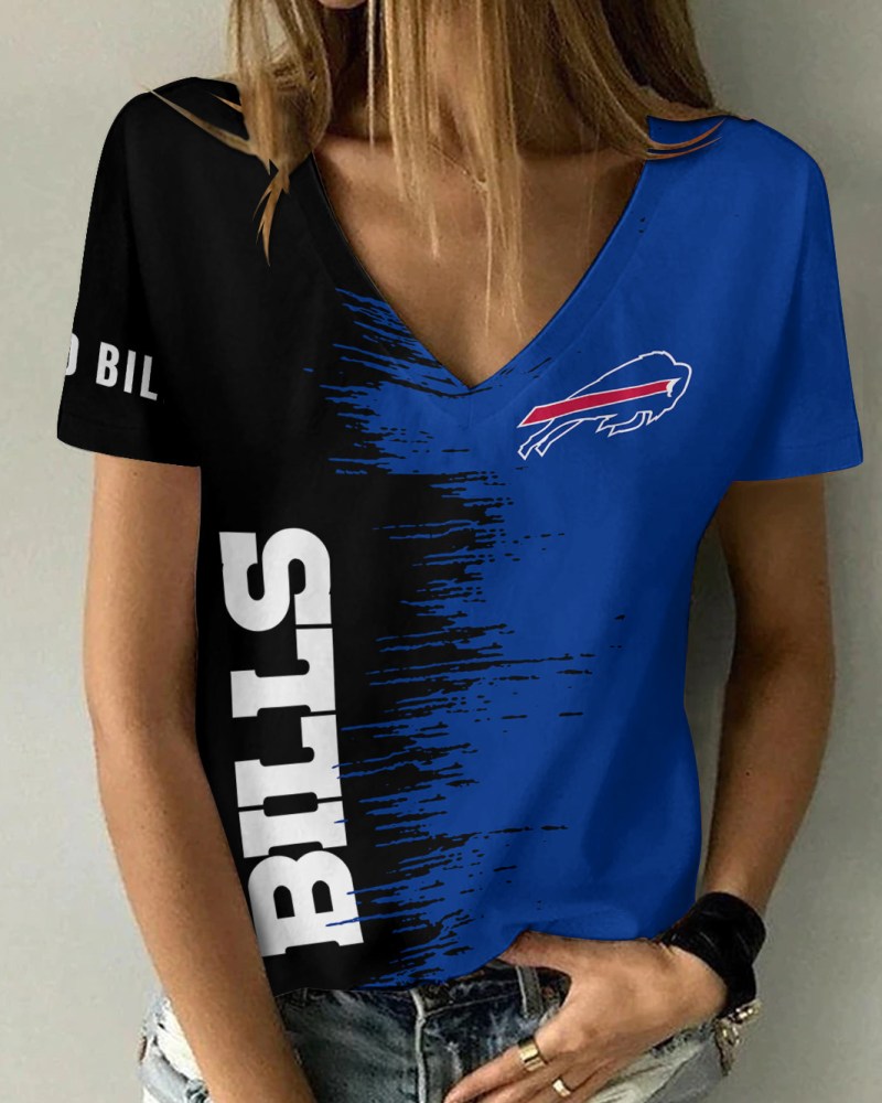 Buffalo Bills Summer V-Neck Women T-Shirt Front View