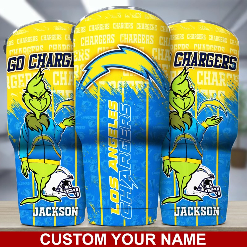 Los Angeles Chargers Personalized Tumbler Side