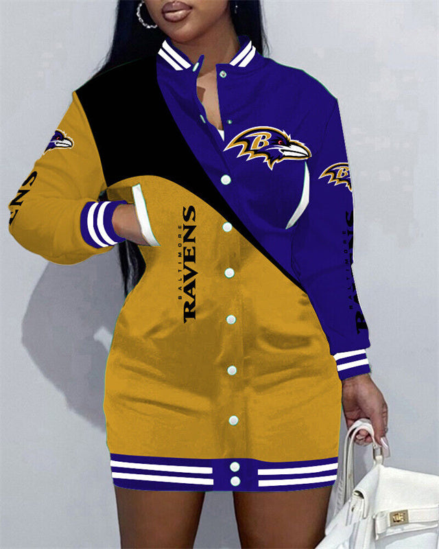 Baltimore Ravens Women Button Down Jacket Dress