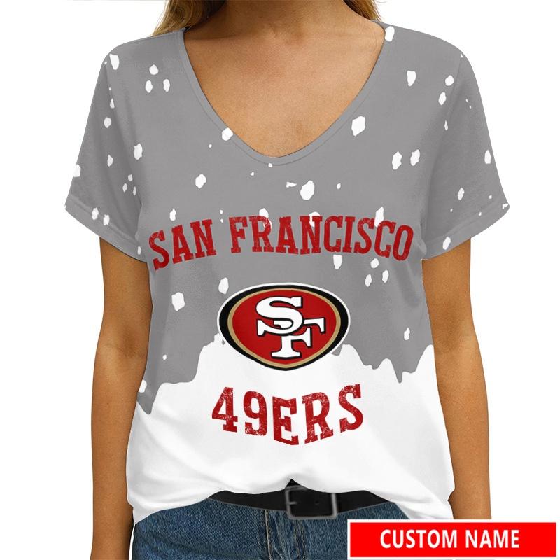 Personalized San Francisco 49ers Women’s V-neck T-Shirt