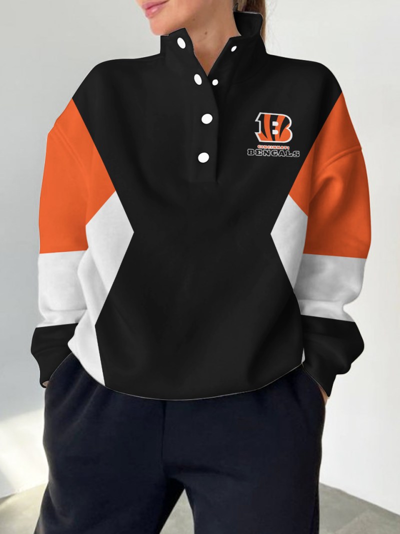 Cincinnati Bengals Casual Colorful Stand Collar Sweatshirt