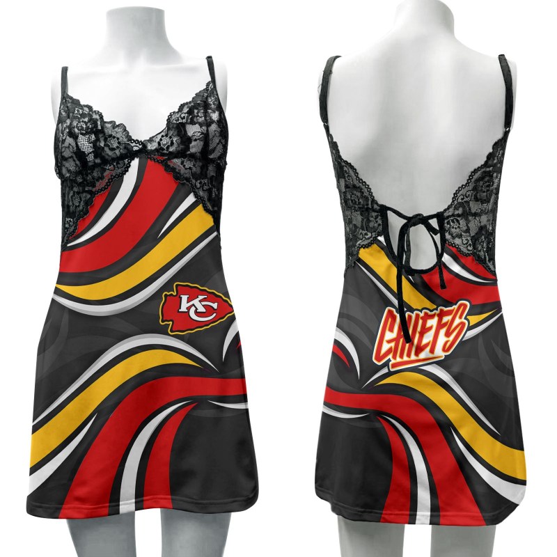 Kansas City Chiefs Lace Back Strap Slip Dress