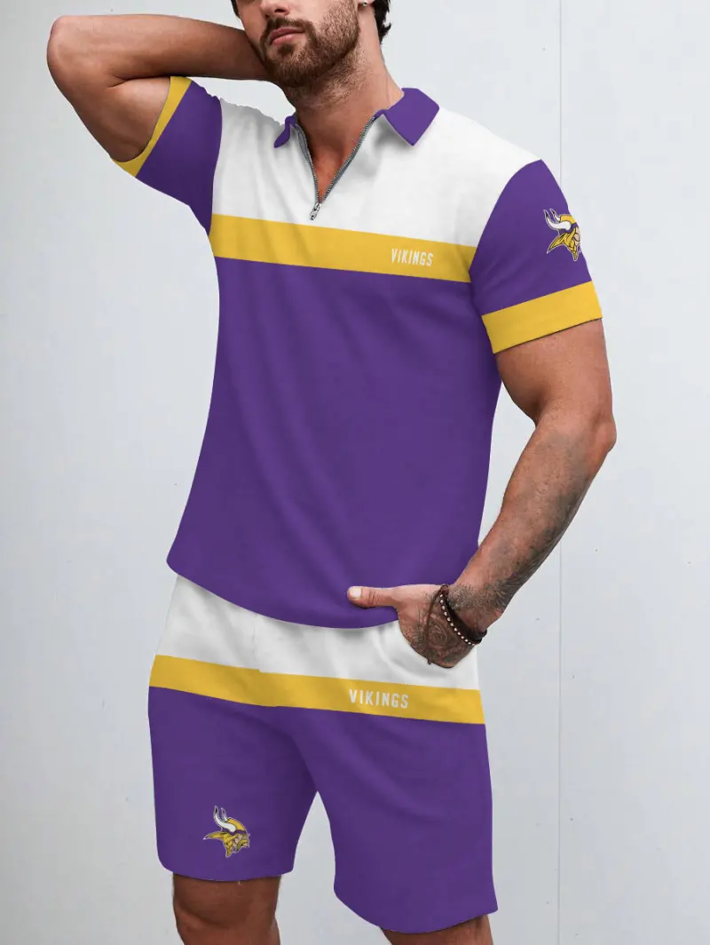 Minnesota Vikings Limited Edition ZIP Polo Shirt and Shorts