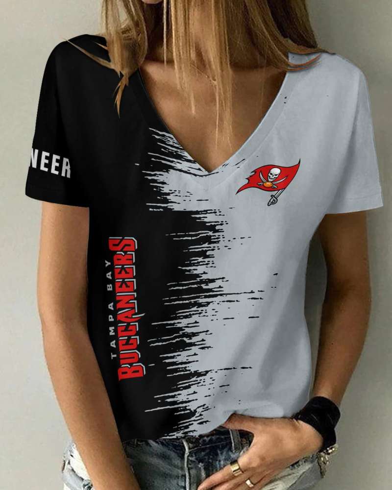 Tampa Bay Buccaneers V-Neck Women's T-Shirt in Action