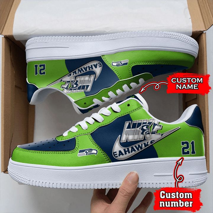 Seattle Seahawks Custom Name Number Air Force 1 Sneaker