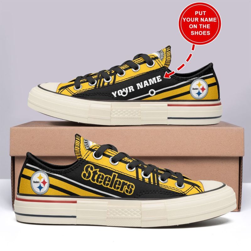 Pittsburgh Steelers Personalized Canvas Shoes Side View