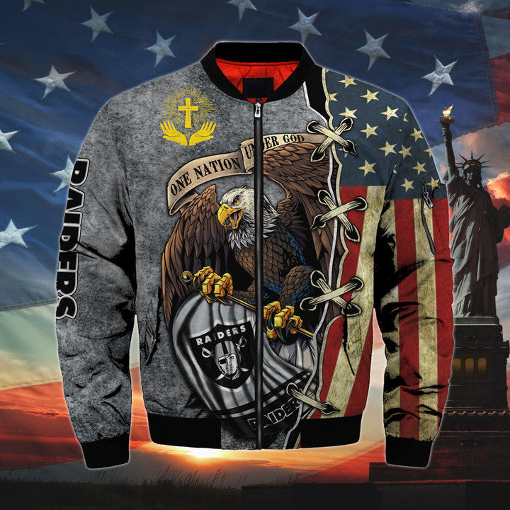 Men's One Nation Under God Las Vegas Raiders Bomber Jacket