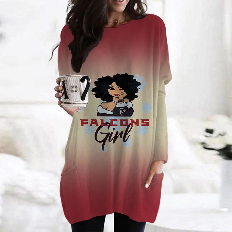 Atlanta Falcons Casual Long Sleeve Pocket Dress