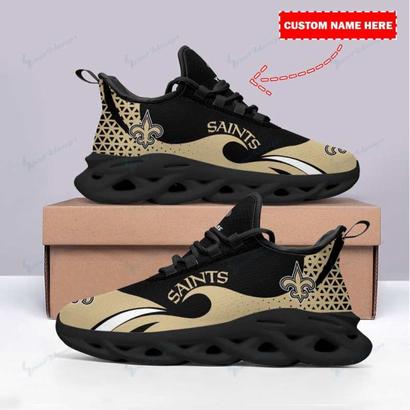 New Orleans Saints Personalized Yezy Running Sneakers Back View