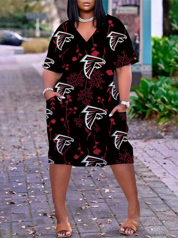 Atlanta Falcons V-neck Casual Pocket Dress