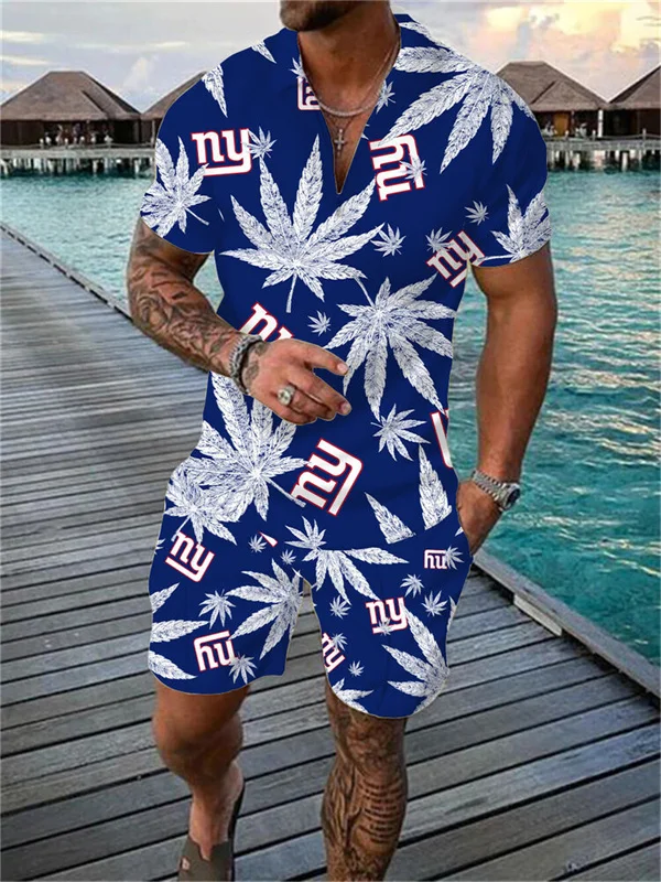 New York Giants Zip Polo Shirt and Shorts