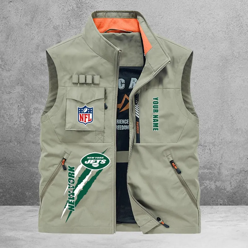Stylish New York Jets Multi-Pockets Vest