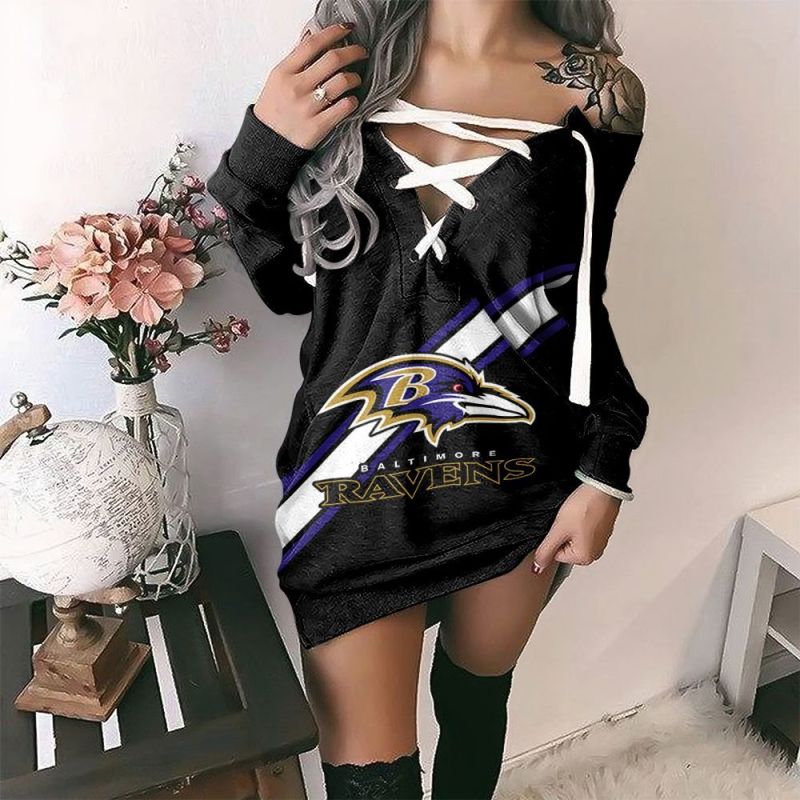 Baltimore Ravens Lace-Up Sweatshirt Back View