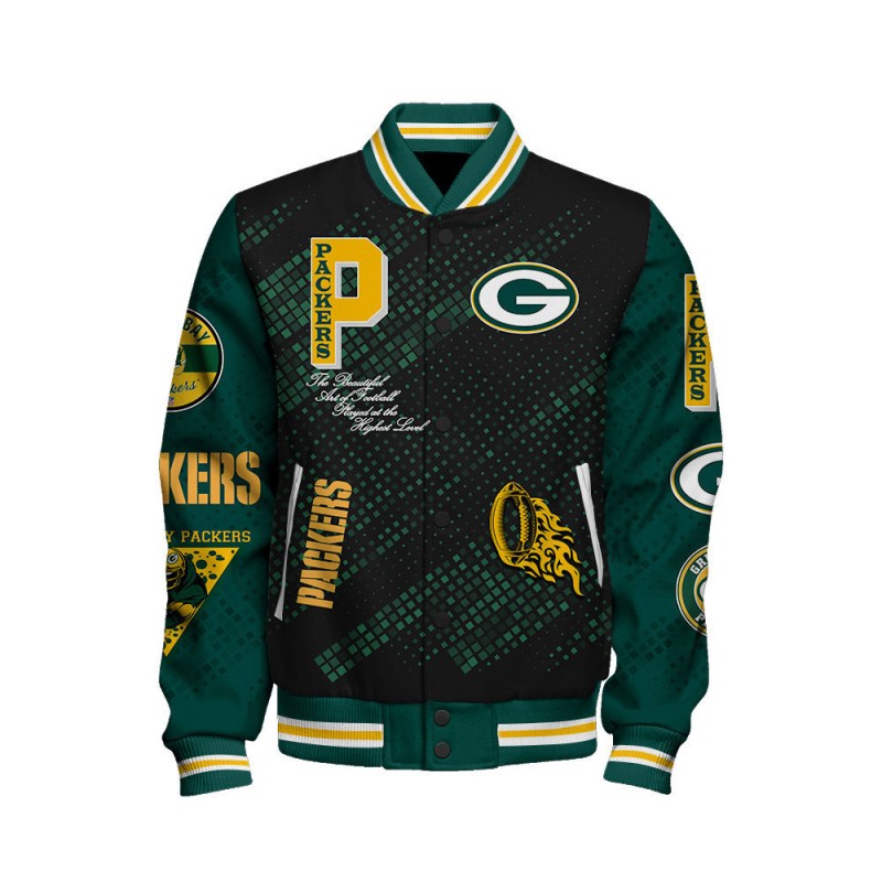 Green Bay Packers Varsity Jacket Back View