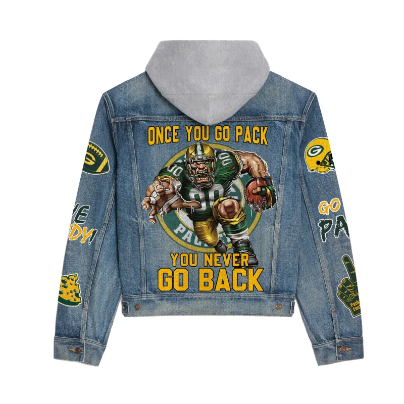 Green Bay Packers Premium Hooded Denim Jacket Details