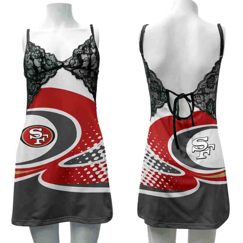 San Francisco 49ers Lace Back Strap Slip Dress 1